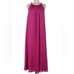 Tahari Women’s Maxi Dress Halter Neck Flowy Sz Med Dark Pink NWT Polyester